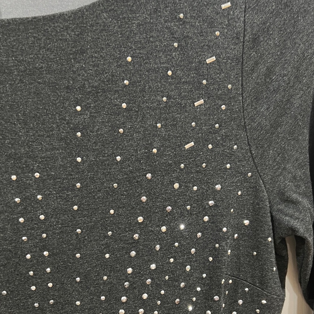 White House Black Market gray  Studded Women's Dress size 8P - Picture 6 of 9